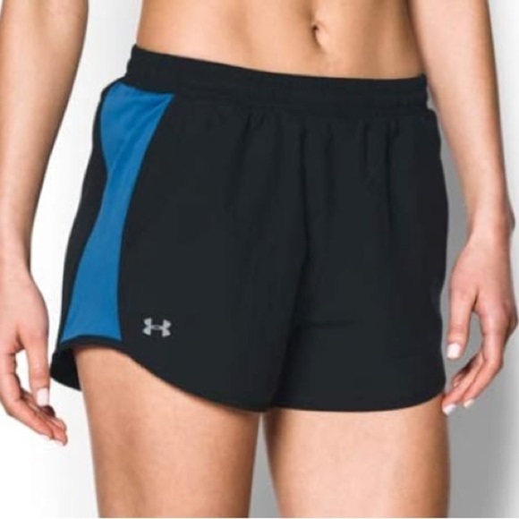 Under Armour Pants - Under Armor Black & Blue Loose Fly By 2.0 Shorts